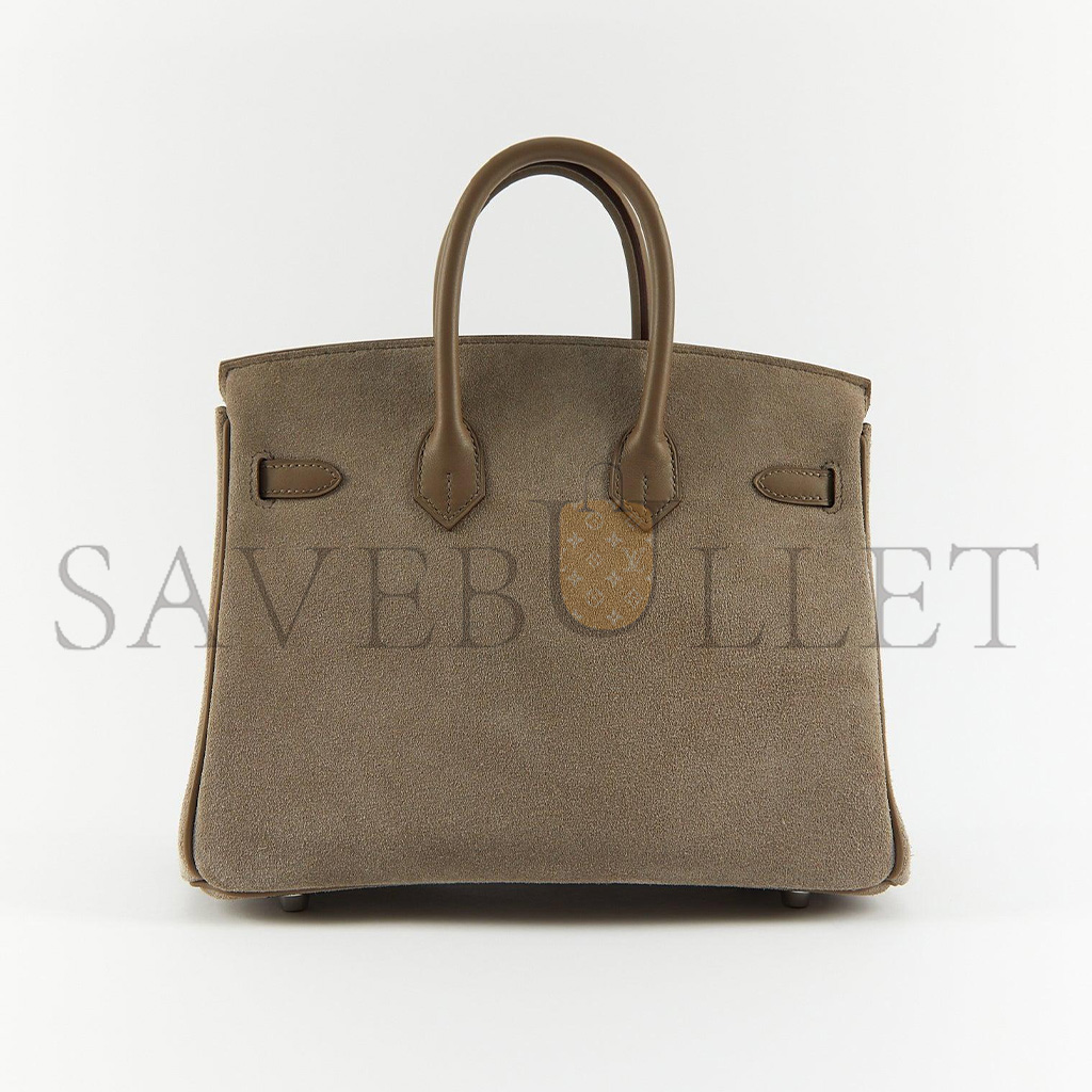H**mes master birkin 25 chamois elephant grey silver buckle h028369cc15 (25*20*13cm)